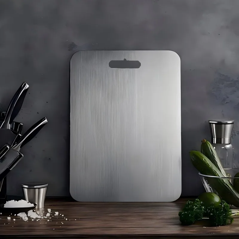 

1PC 304 Stainless Steel Cutting Board Double-sided Cutting Board with Smooth Surface for Household Use