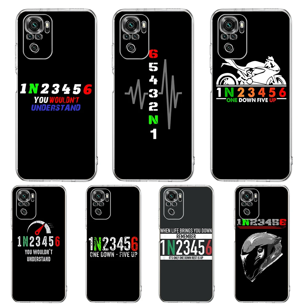 1N23456 Motorcycle Phone Case Cover for Redmi Note 10 11 11T 7 8 8T 9 K40 Gaming 9A 9C Pro Plus Transparent Soft Shell Bag Capas