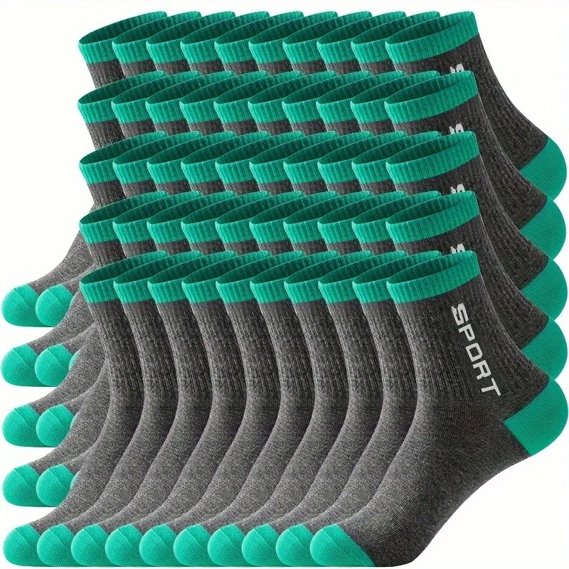20-30-40-50 pares de calcetines deportivos de algodón con estampado de letras sólidas para hombre, transpirables, absorbentes del sudor, cómodos, suaves, informales Minima