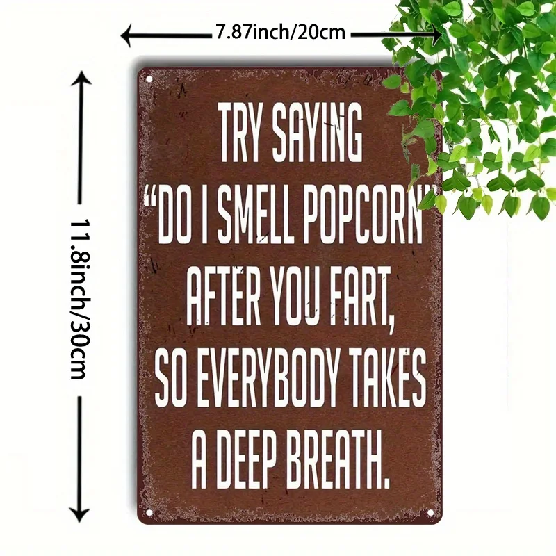 2D Flat 1pc Humorous Vintage Aluminum Sign Aluminum Wall Art with Do I Smell Popcorn Quote for Bar Cafe Beach House Backyard Dec