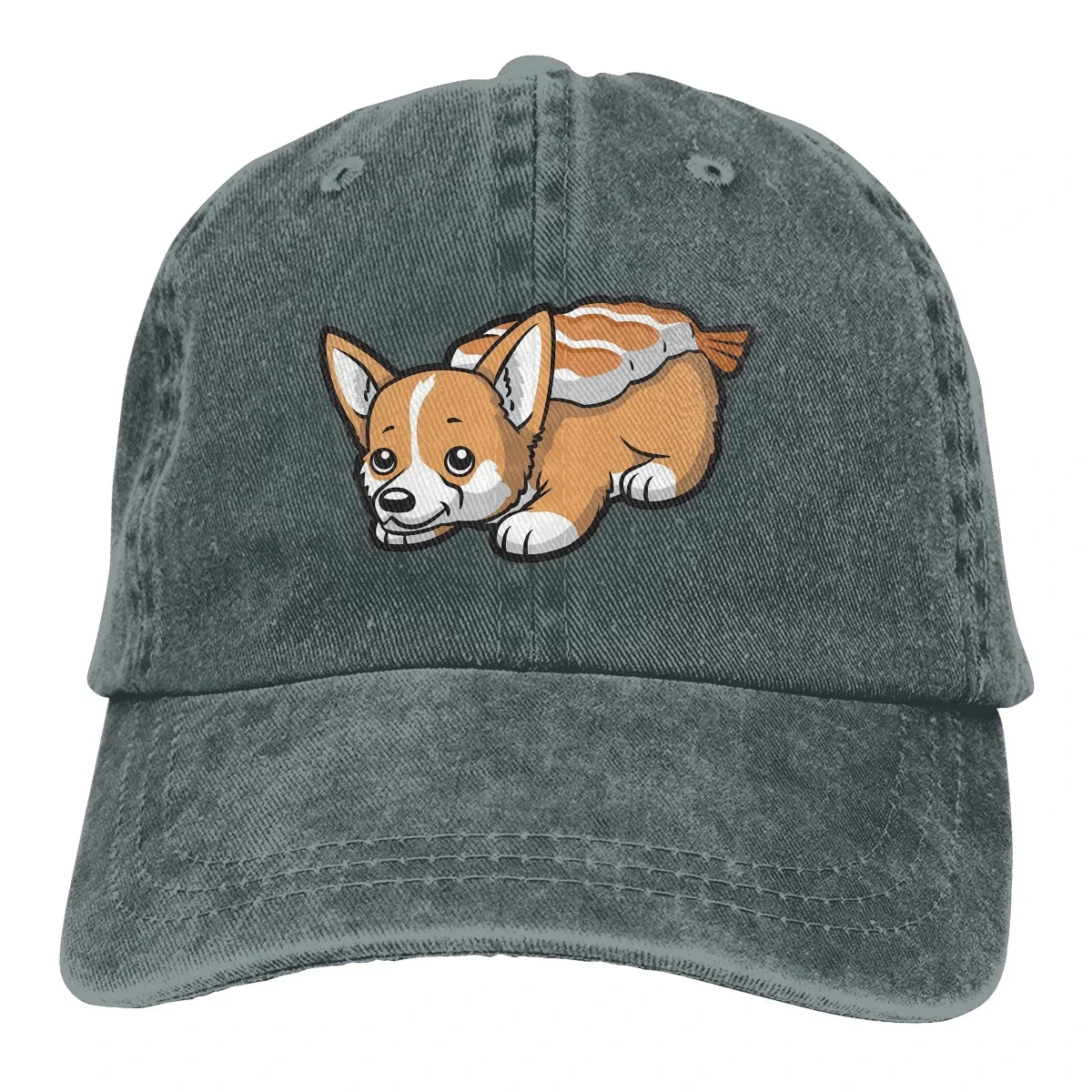 Corgi Ebi la gorra de béisbol gorra con visera deporte Unisex al aire libre personalizado Sushi Corgi Kwaii perro Humor alimentos sombreros