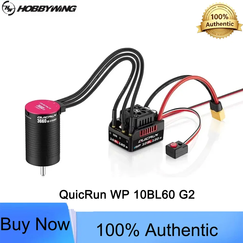 Hobbywing QuicRun WP 10BL60 G2 IP67 Wasserdichter Bürstenloser ESC mit 3652SL G2/3660SL G2 Motoren – 1/10 RC Buggy/Short Course Truck