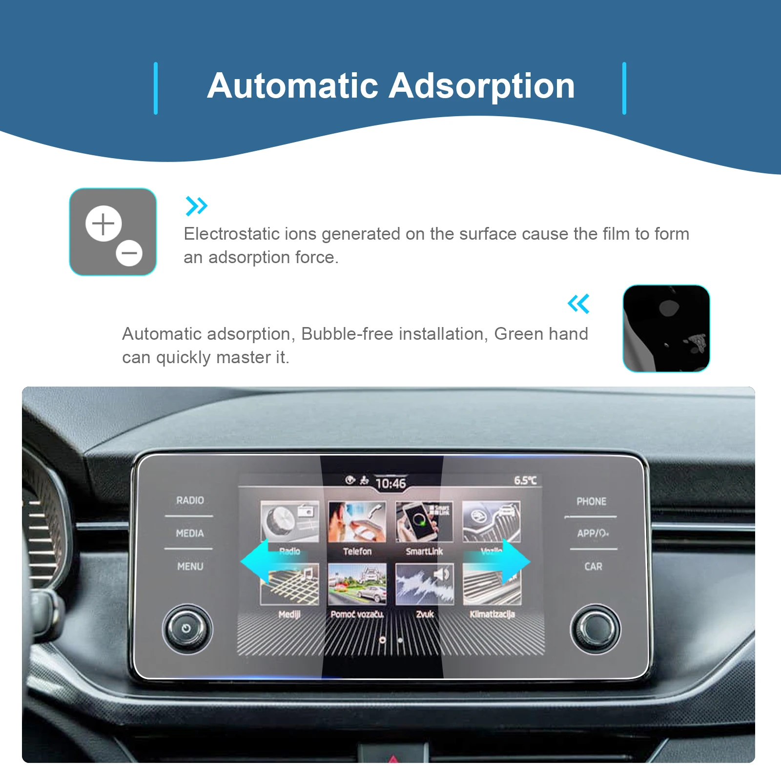 RUIYA for Skoda Kamiq / Scala / Fabia 2022 2023 Car Navigation Touch Screen Protector Auto Interior Skoda Kamiq Accessories 2023