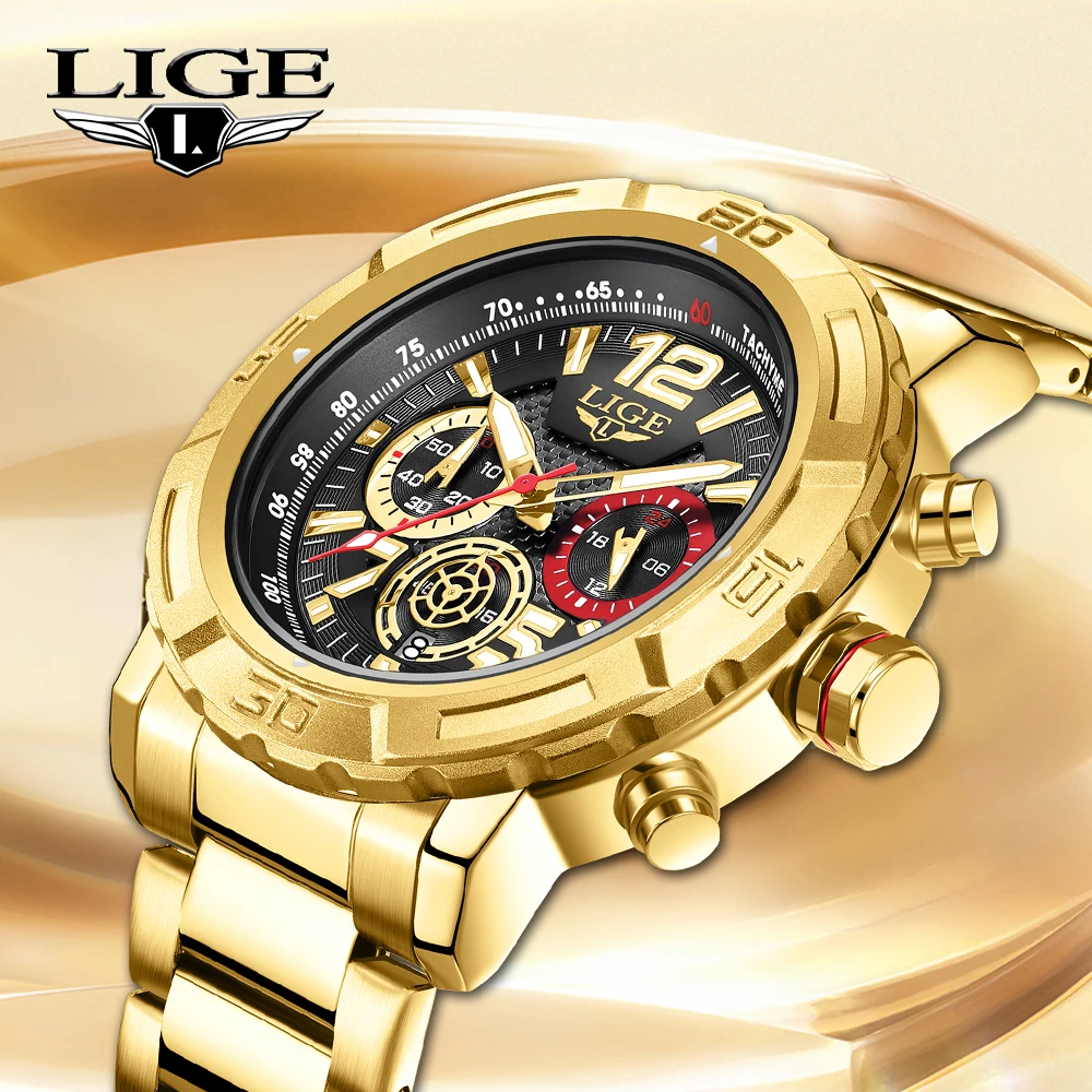 

LIGE 2024 Creative Racing Dial Quartz Watch Luxury Chronograph Men Watch Stainless Steel Waterproof Lume Wristwatch reloj hombre