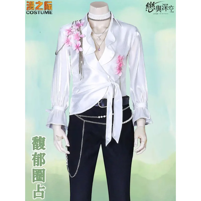 

NewLove And Deepspace Caleb Zayne Rafayel Cosplay Blouse Spring and Flower Outfit Top Game Mens White Suit Halloween Couple Outf