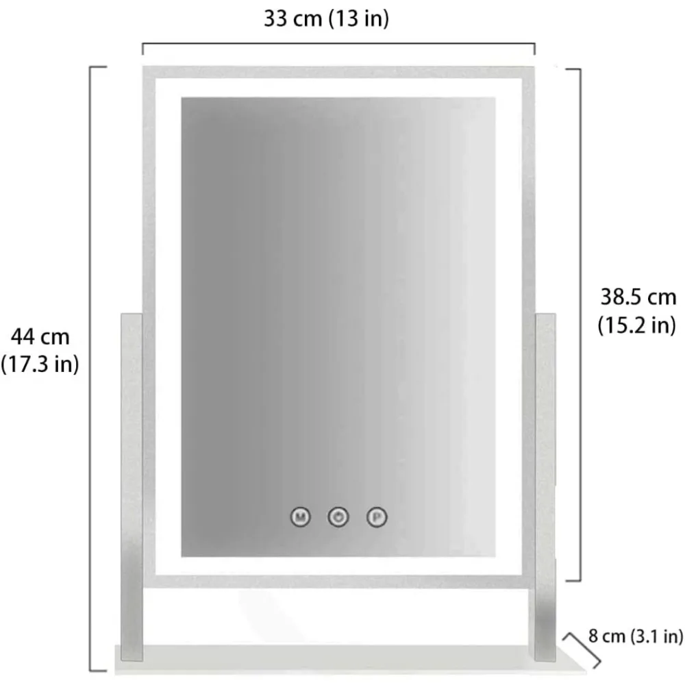 Iluminação Hollywood Makeup Mirror, Vanity Lights, 3 Color Illumination Mode, 5x Magnification Function, Vanity Lights