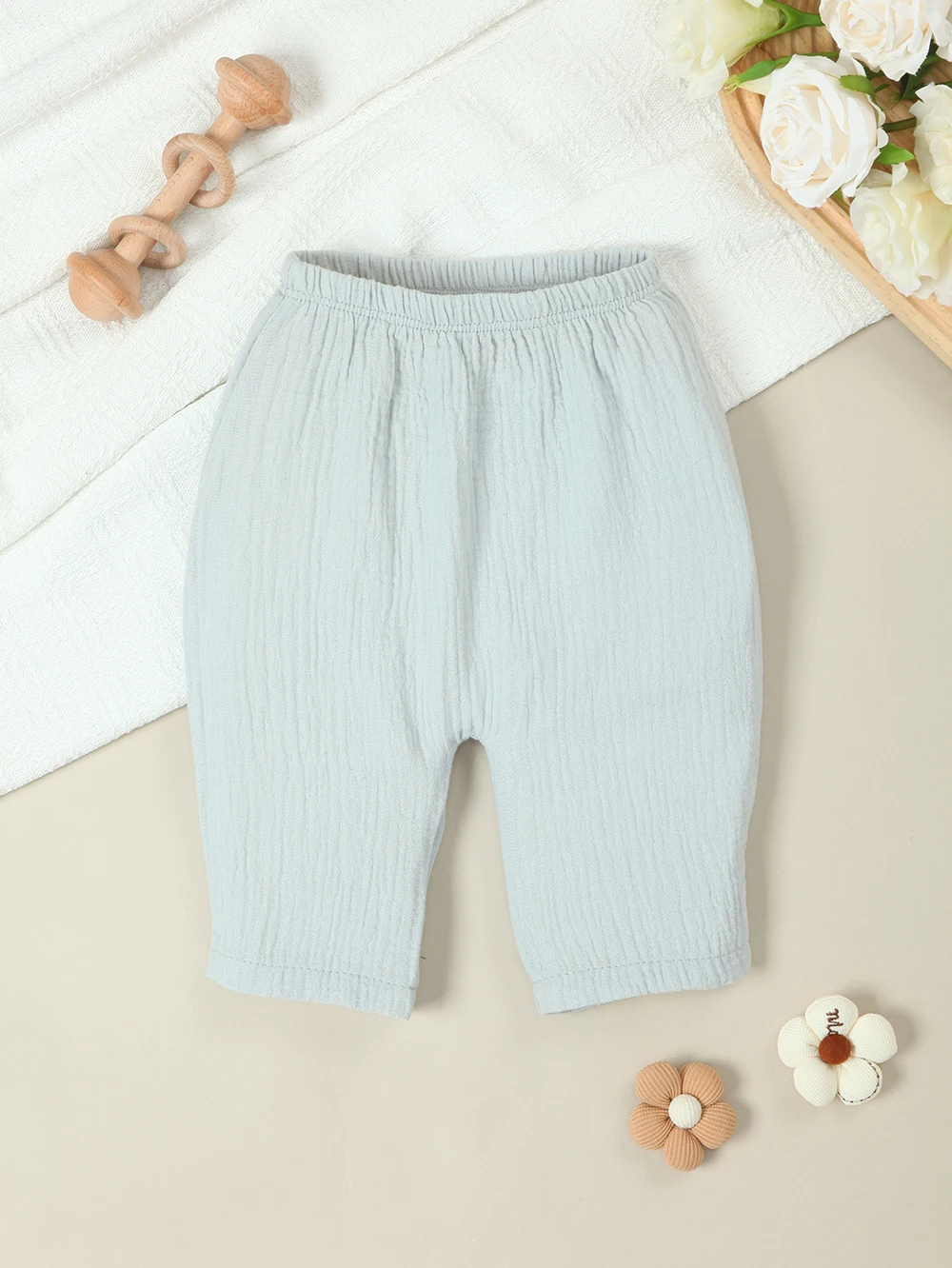 

1 шт. Мягкие хлопковые штаны для мальчиков, весенне-летние брюки для новорожденных, свободные дышащие леггинсы для младенцев (светло-серые)