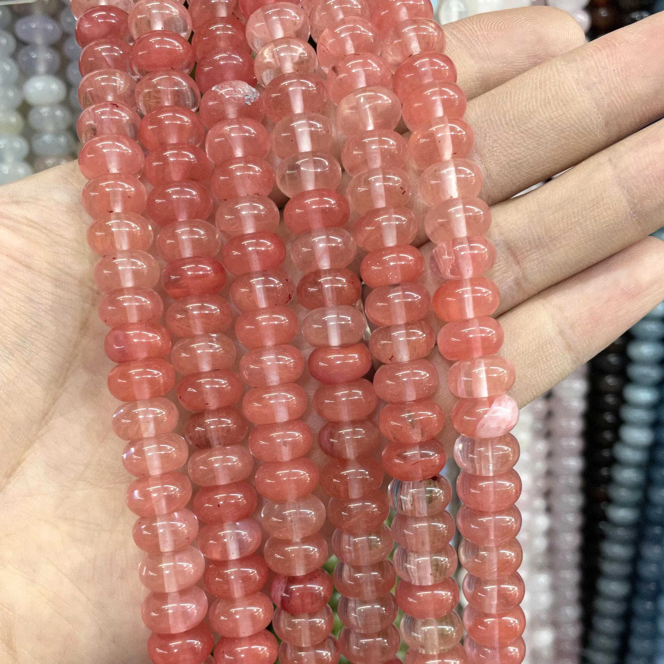 Natural Stone Agates Quartz Jade Aventurine Flat Rondelle Loose Space Beads For Jewelry Making Diy Bracelet Accessories 6x10MM
