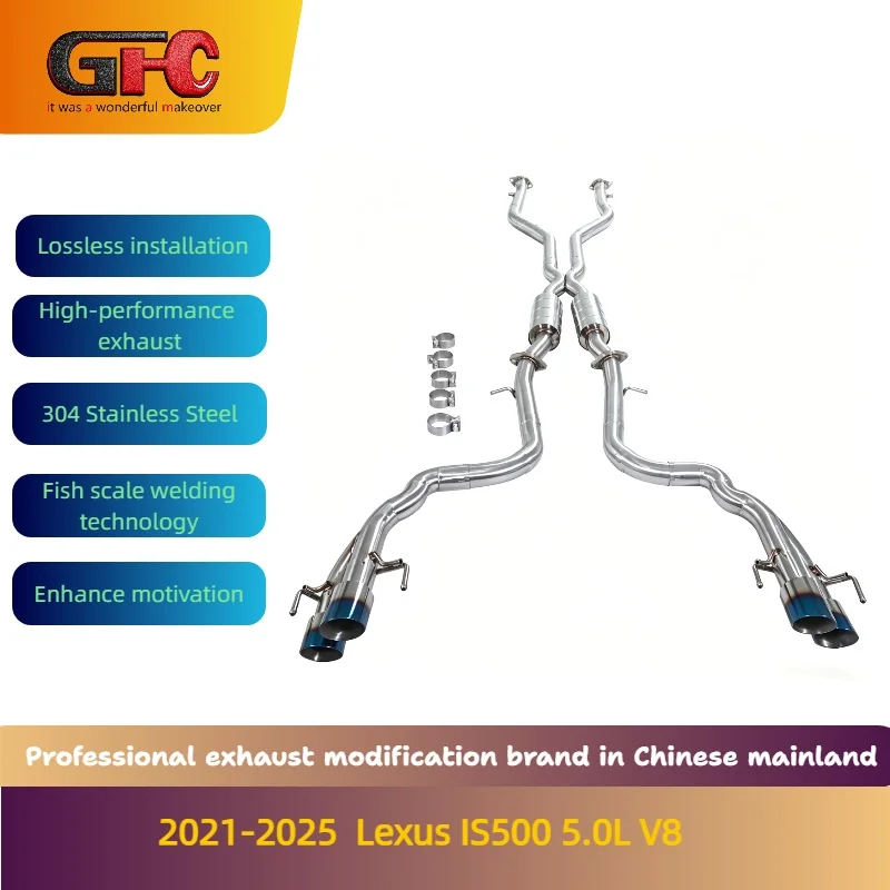 

GFC Brand for the 2021-2025 Lexus IS500 5.0L V8 Stainless Steel Through-straight Catback Exhaust with Resonators