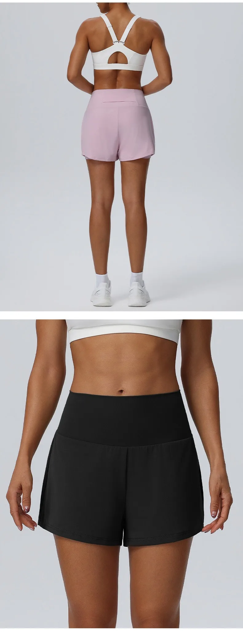 Women's Summer Loose Running Shorts 2-in-1Quick Dry Athletic Yoga Gym Shorts with Pockets Yoga Fitness Sports Shorts