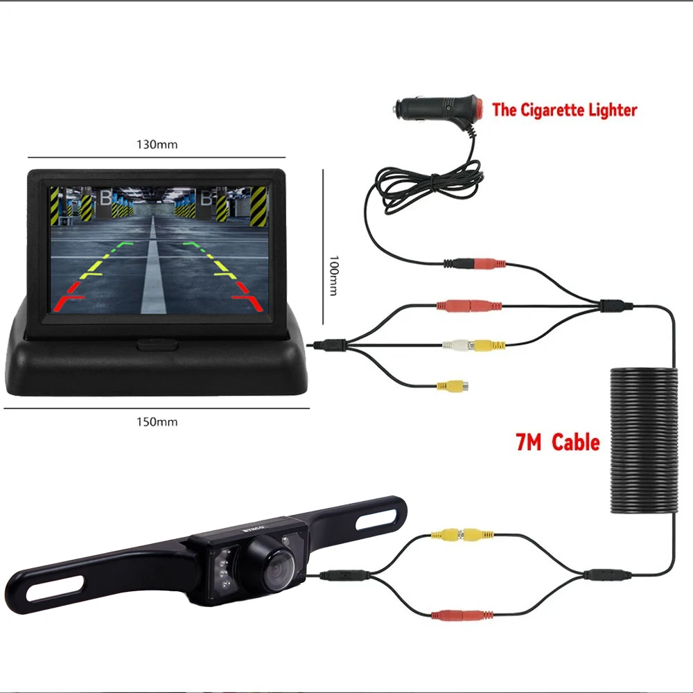 Car Monitor with Reverse Camera Kit – Rear View Camera and Monitor Combo for Safe Parking & Driving