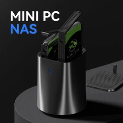 Mini PC Ryzen 7 5825U 2x DDR4 2x M.2 NVMe SSD 2x HDD 2.5 3.5 Inch RAID WiFi6 Type-C TF Card Slot NAS Windows 11 Linux