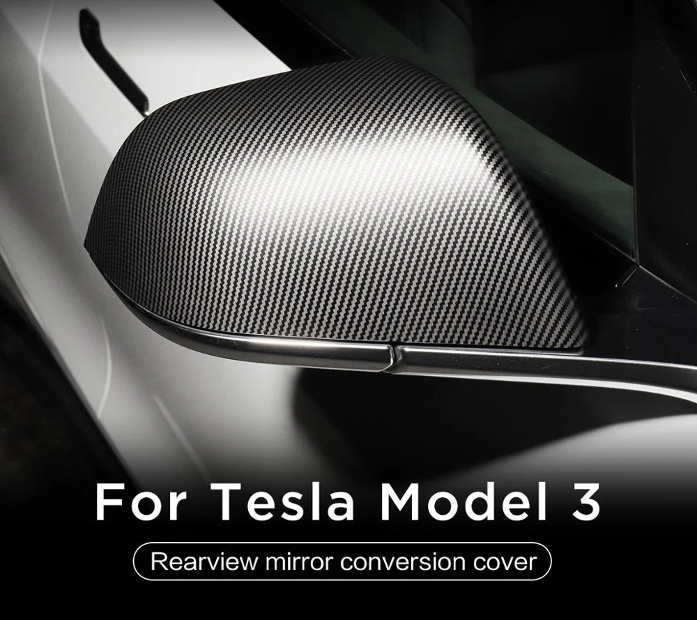 Rear Mirror Cover Real Carbon Fiber for Tesla Model 3 Y Side Rearview Sticker Exterior Decor Modification 2017-2023 Dry Carbon