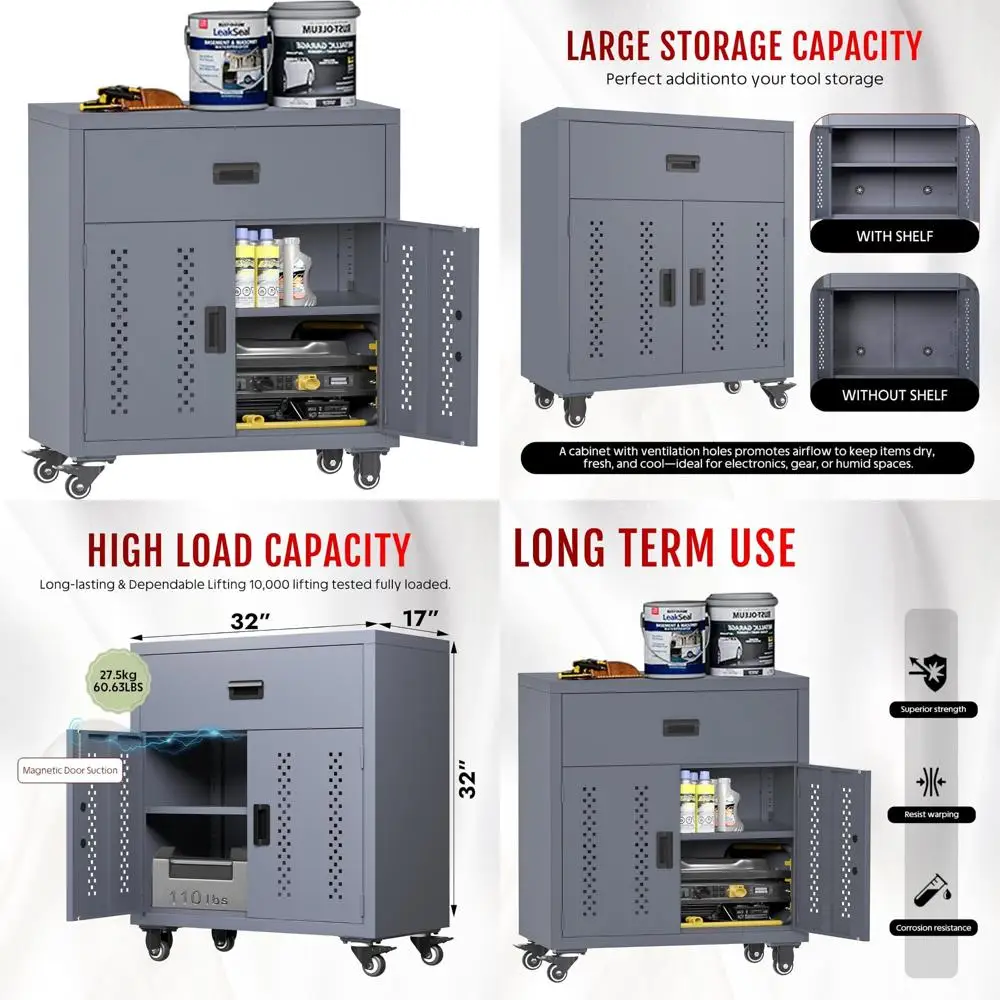 

Портативный глубокий стальной нагрудный органайзер для инструментов с шкафом для хранения в гараже на колесах для повышенной эффективности мастерской