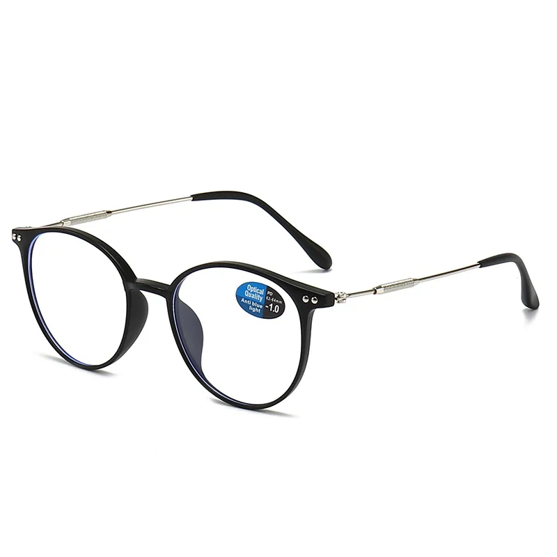 2024 Anti Blue Light Myopic Glasses Fashion Transparent Gradient Oval Mirror Frame Unisex -0.5 To -6.0