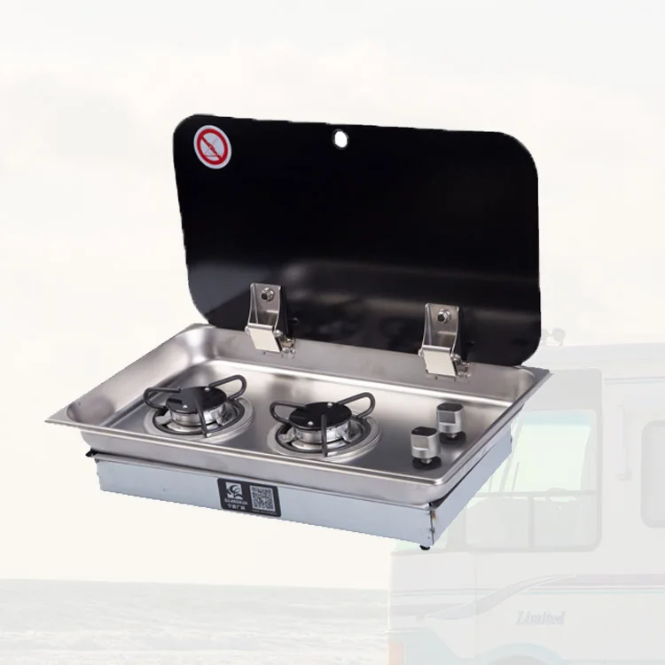

Hot Sale RV Gas Stove Double burner Gas Stove with Tempered Glass Cover in Stock