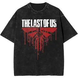 Summer The Last Of Us Fireflies Logo Red Washed T Shirt Apparel Harajuku T-Shirts for Men Women Tees