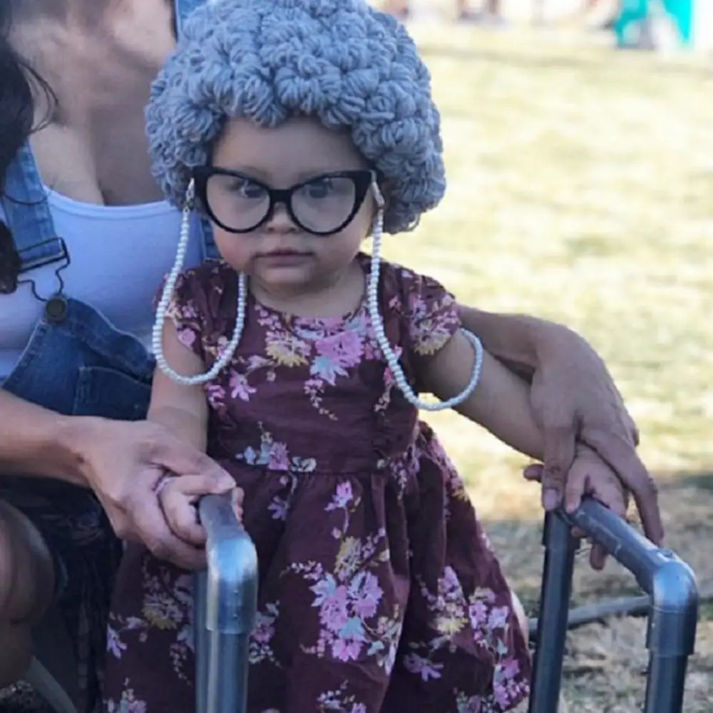 小さなおばあちゃんの巻き毛のかつらキャップ,子供のかつらの帽子,古い女性の巻き毛の帽子,新生児の写真アクセサリー,子供,冬
