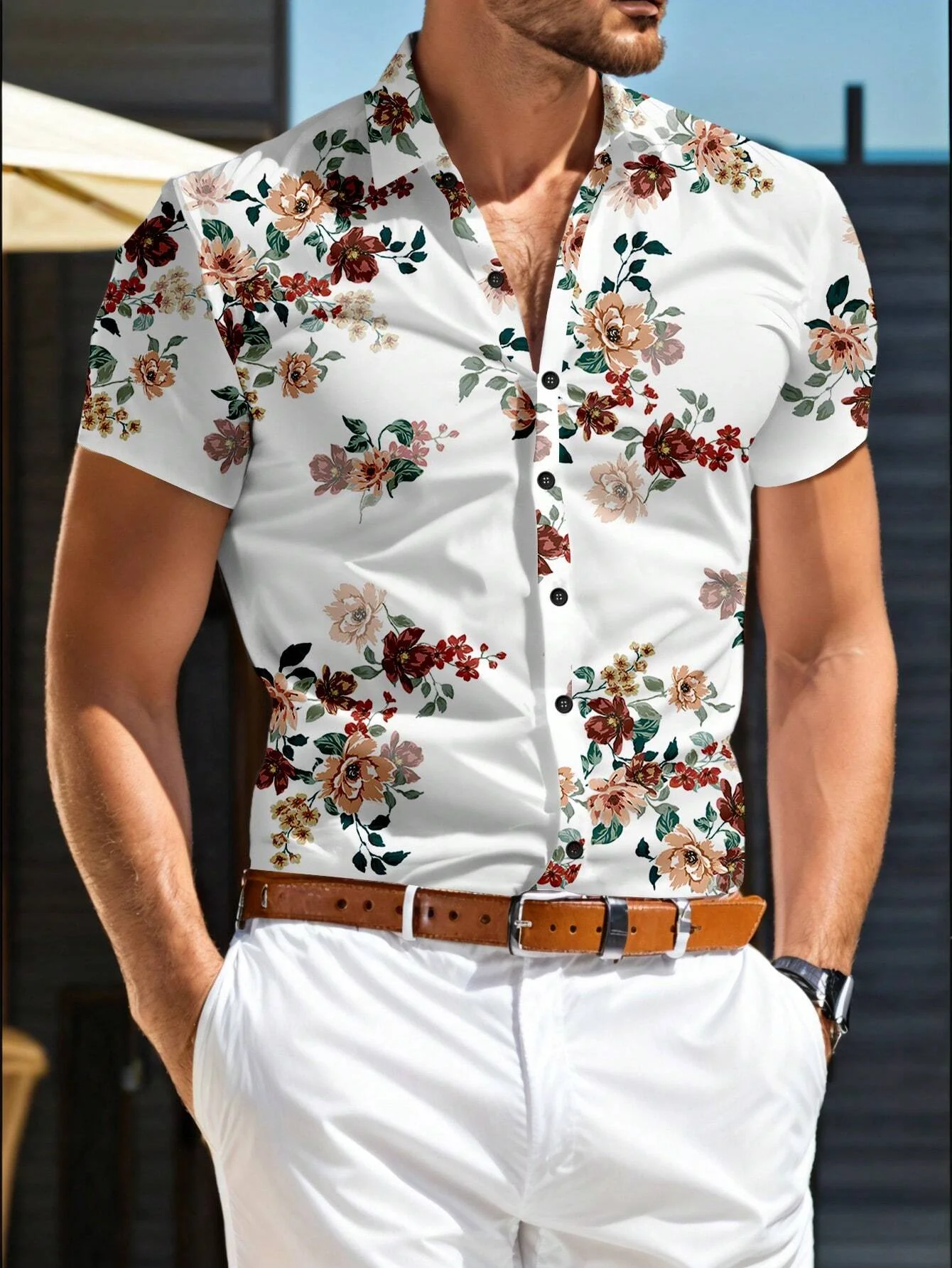 

Adventure-Ready Aloha Shirt - Men's Durable Hawaiian Short Sleeve for Snorkeling, Hiking & Island Tours
