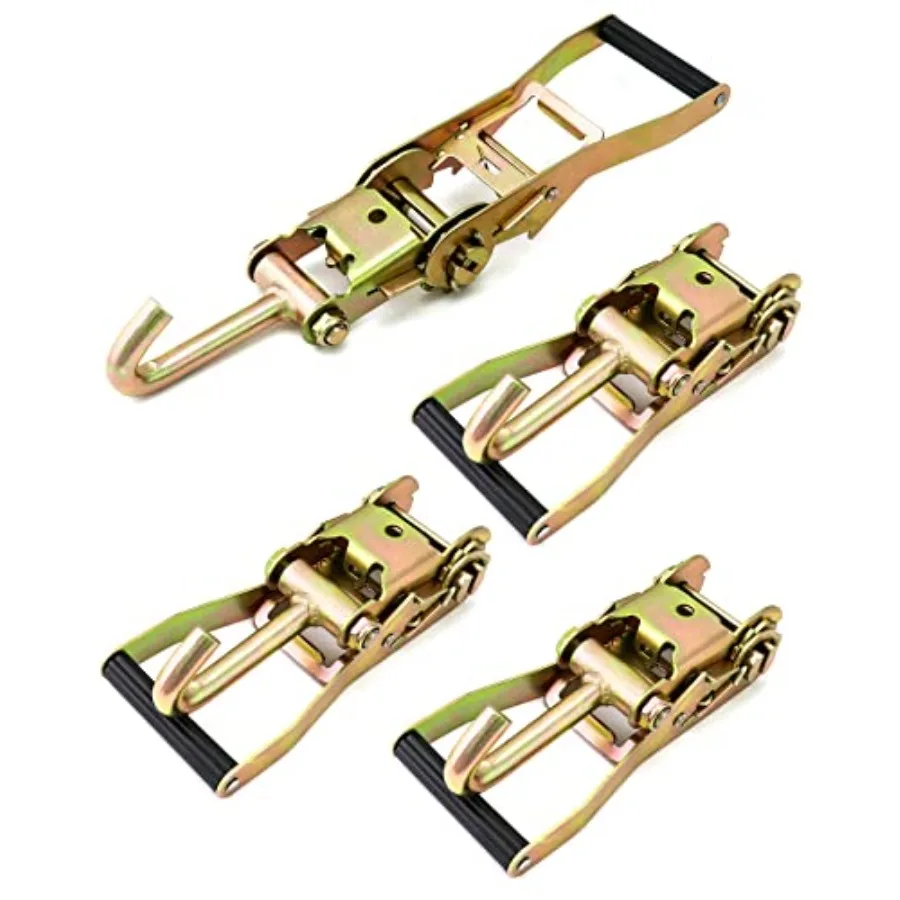 

Ratchet Tie Down Buckle with Long Single Hook 4Pack 2" Tie-Down Ratchet Straps Finger J-Hooks Cargo Truck Security