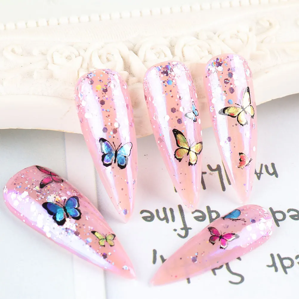 

Butterfly Nail Stickers Art Manicure Patch Decals Adhesive Elegant Cute Finger for Women