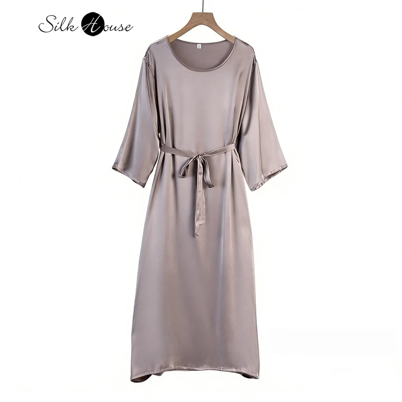 Plus Size Women's Summer Casual New Cooling Sensation 92% Natural Mulberry Silk Elastic Double Qiao Satin Premium Lace Dress