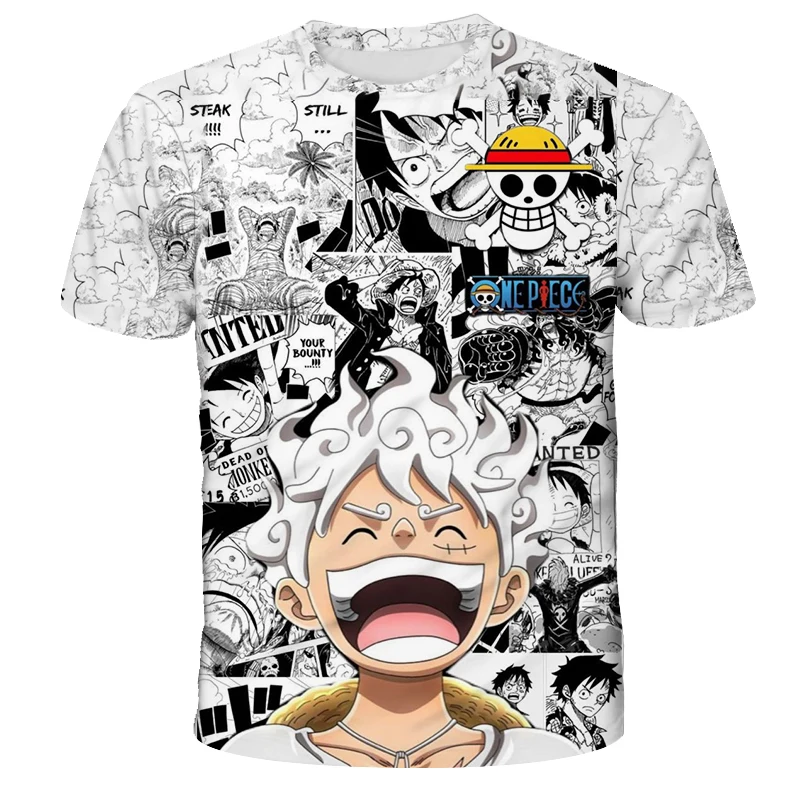 2026 Summer One Piece Luffy Retro Cosplay T-shirt Men's Oversized 3D Printed Short-sleeved Family Unisex Children's Sports Shirt