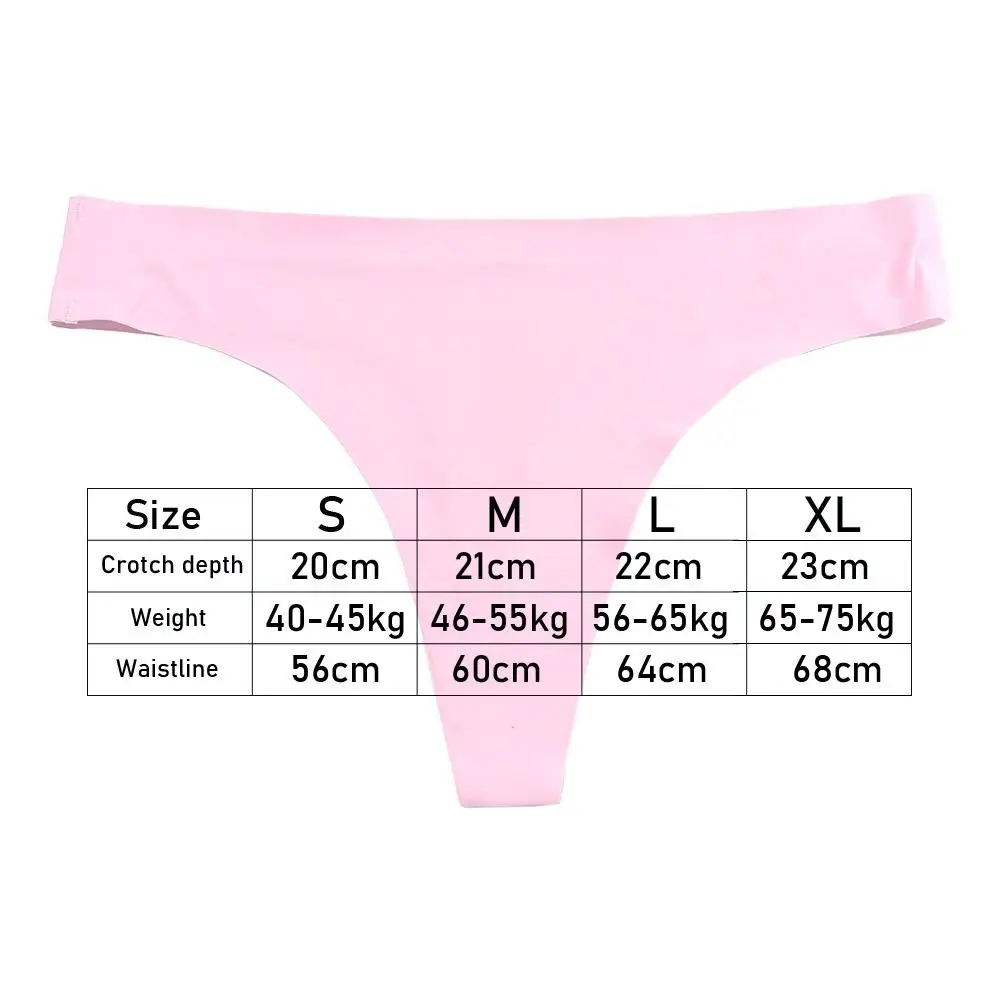 Sexy Women\'s Sport Panties Underwear Seamless Ice Silk Thong Low Waist Female PINK Letter G-String Solid Color Lady Intimates