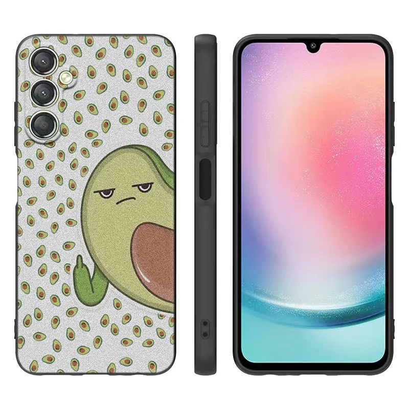 Cartoon Cute Avocado Black Case For Samsung Galaxy A15 A14 A05 A34 A54 A52S A53 A33 A23 A24 A13 A12 A22 A32 A50 A51 A70 A71 A73 image 2