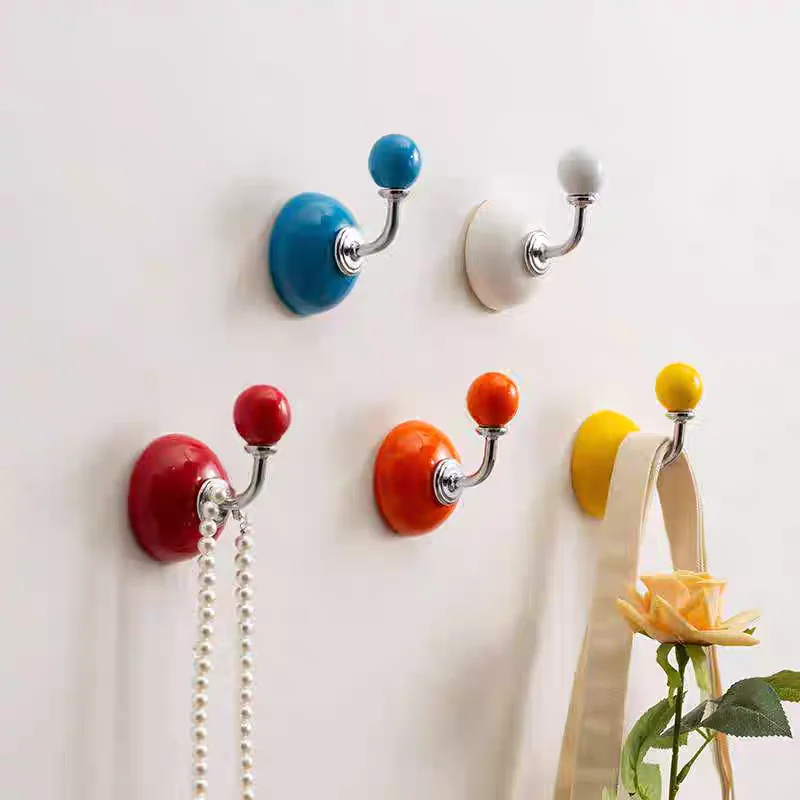 

Ceramic Hooks for hanging bags keys coat Bathroom Hallway Wall Mounted Hangers for Children Clothes Robe Hook