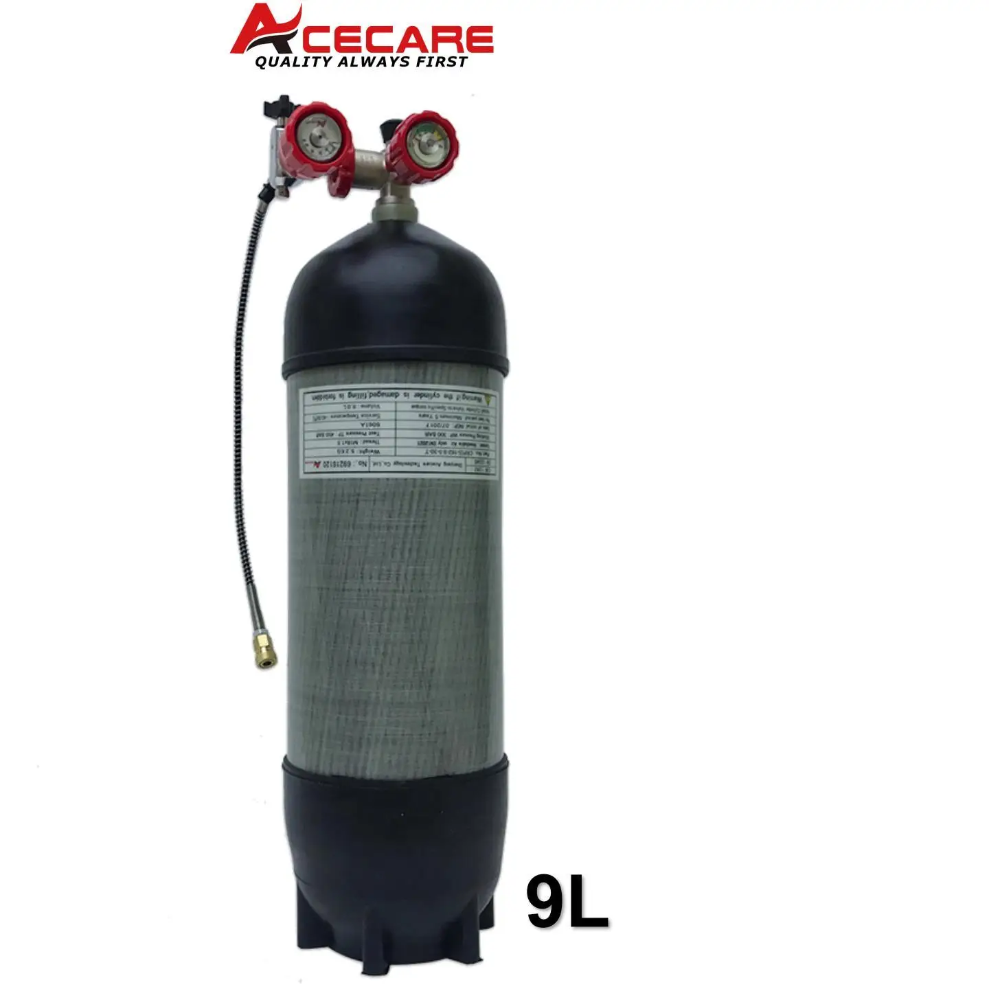 ACECARE 30Mpa 300Bar 4500Psi 9L HPA válvula de cilindro de fibra de carbono estación de llenado protección caja de goma para buceo M18 * 1,5