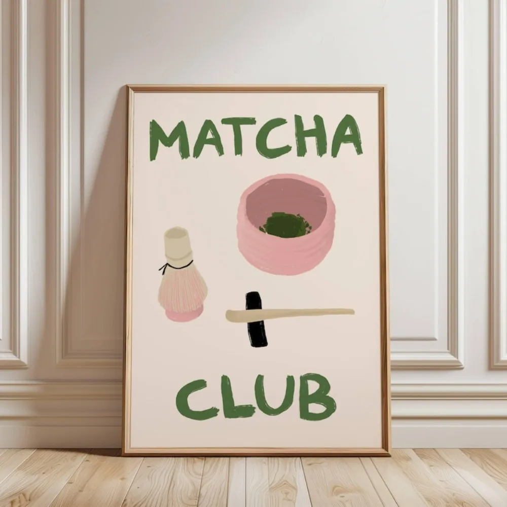 Póster del club de Matcha | Decoración de carteles minimalista, impresión estética de cocina, regalo para amantes de Matcha, póster impreso, publicación artística