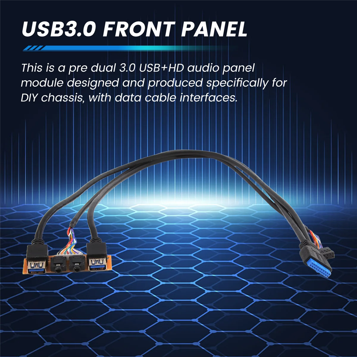 A56XQ 60cm Front Case Panel USB3.0+USB3.0+HD Audio Jack Ports I/O Board+Internal Wire USB Bezel Line DIY Case Extension Line
