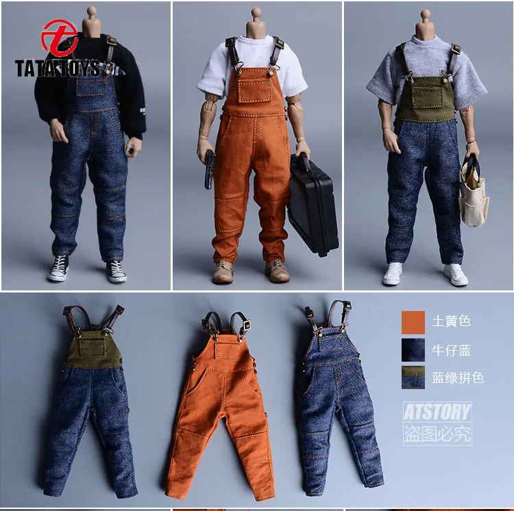 

1/12 Scale male dolls clothes overalls pants fit 6'' action figure body model