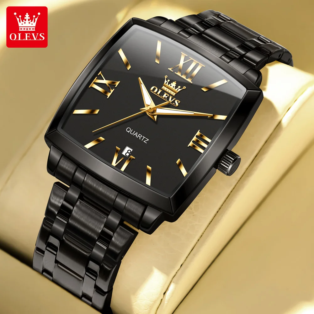 

OLEVS 2969 Мужские часы Простые оригинальные брендовые кварцевые часы Водонепроницаемые светящиеся квадратные часы Автоматические часы с датой для мужчин Подарочная коробка