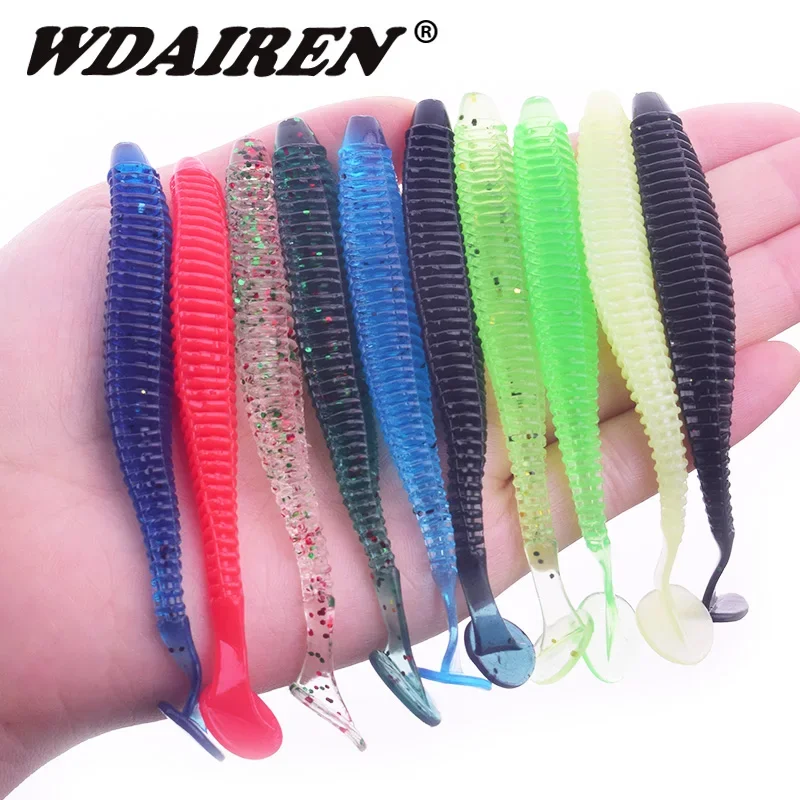 

10 Pcs/lot Soft Bait Silicone Fishing Lure 9.5cm 3g Rubber Shrimp Odor Artificial Worm Grubs Fishing Tackle Jig Head Bass Pike