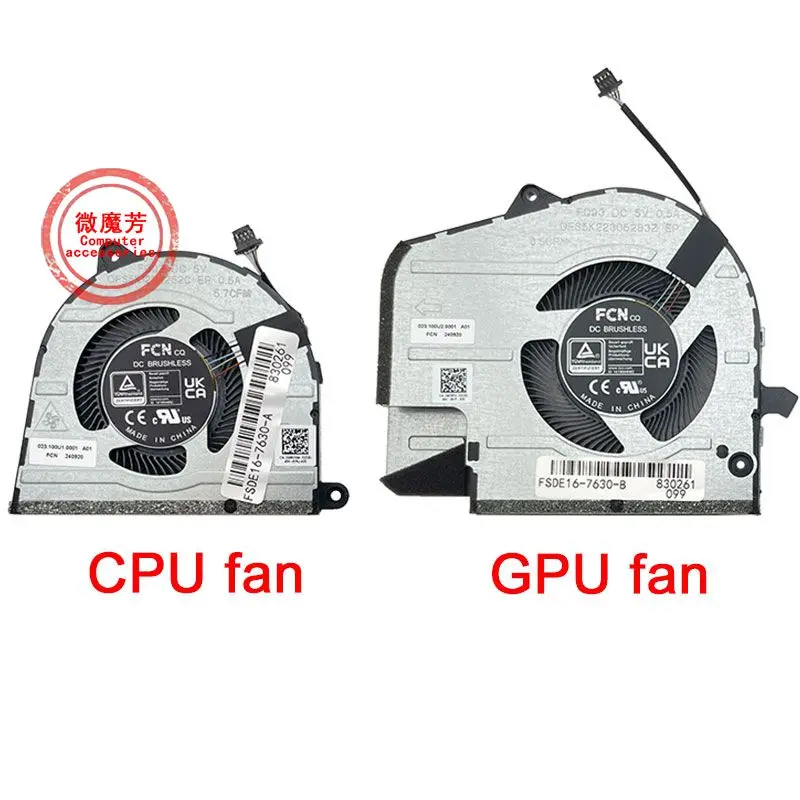 New Laptop CPU GPU Cooling Fan for Dell Inspiron 7630 16-7630 Cooler FQ92 CN-0WMXW4 WMXW4 FQ93 CN-040RPX 40RPX DC5V 0.5A