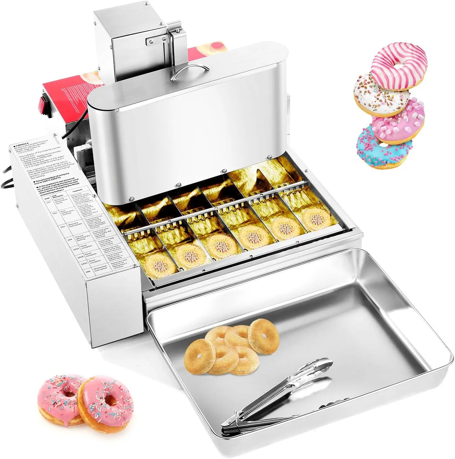 Commercial Automatic Donuts Machine 6 Rows Donuts Making Equipment 360 pcs hour Electric High Power Doughnut Maker Stainless