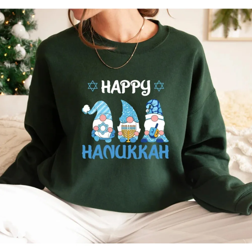 Свитшот с надписью Happy hanukka, свитер с надписью Dreidel, унисекс, худи hanukka, одежда для еврейских религиозных идей, праздничная одежда