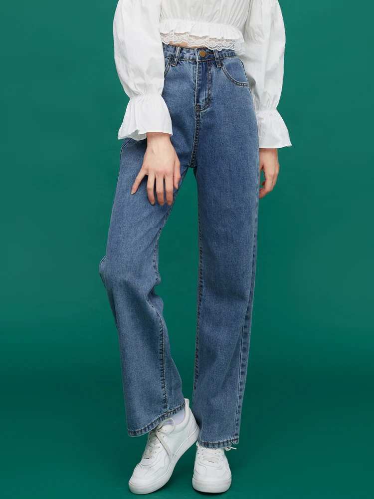 

Джинсы женские свободного кроя с высокой талией, весна-лето, облегающие, длинные брюки, широкие штанины, повседневные джинсовые брюки-скинни