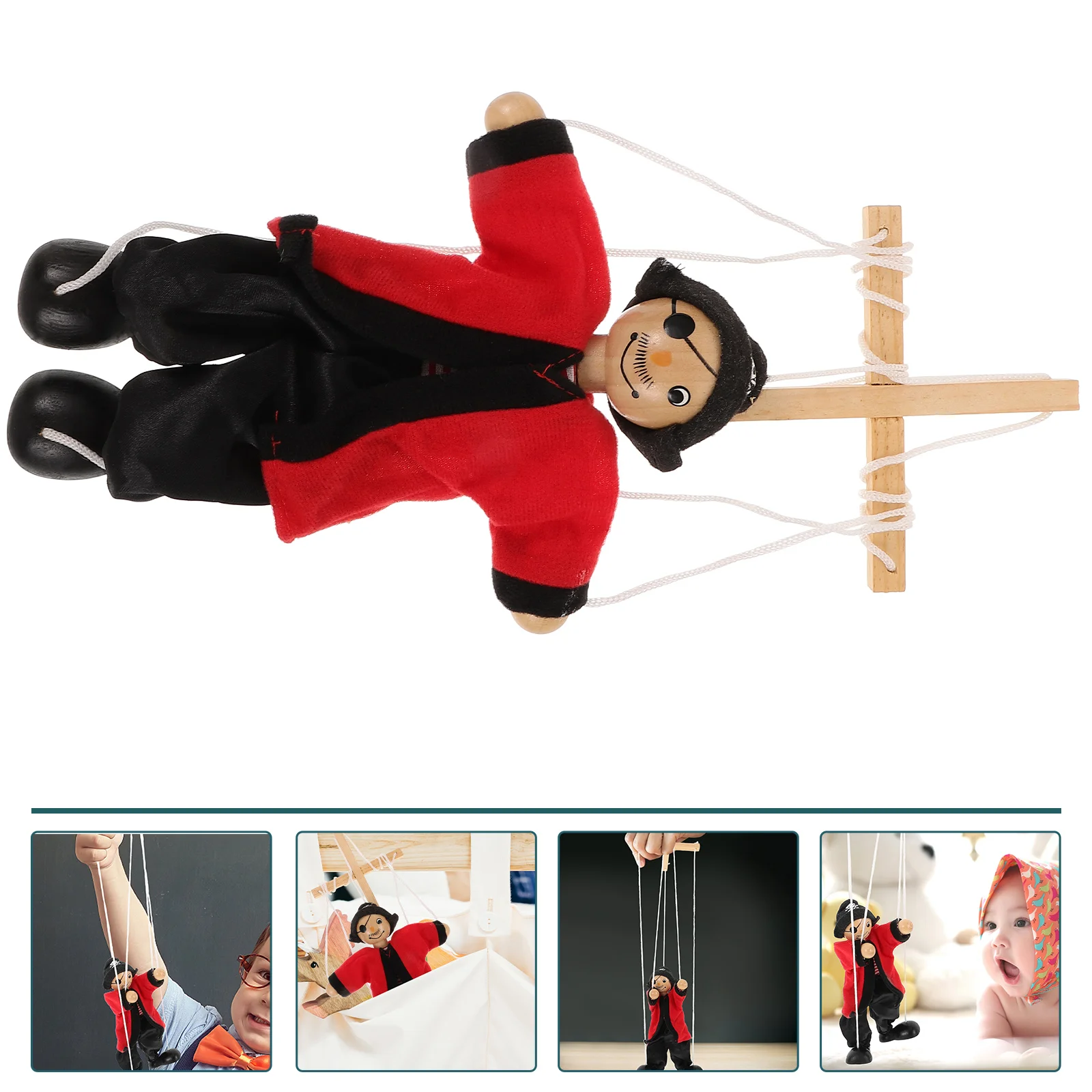 

Marionette Safe Toy Puppets for Kids Aldult Performance String Show Cloth Wooden Adults Interactive Pirate