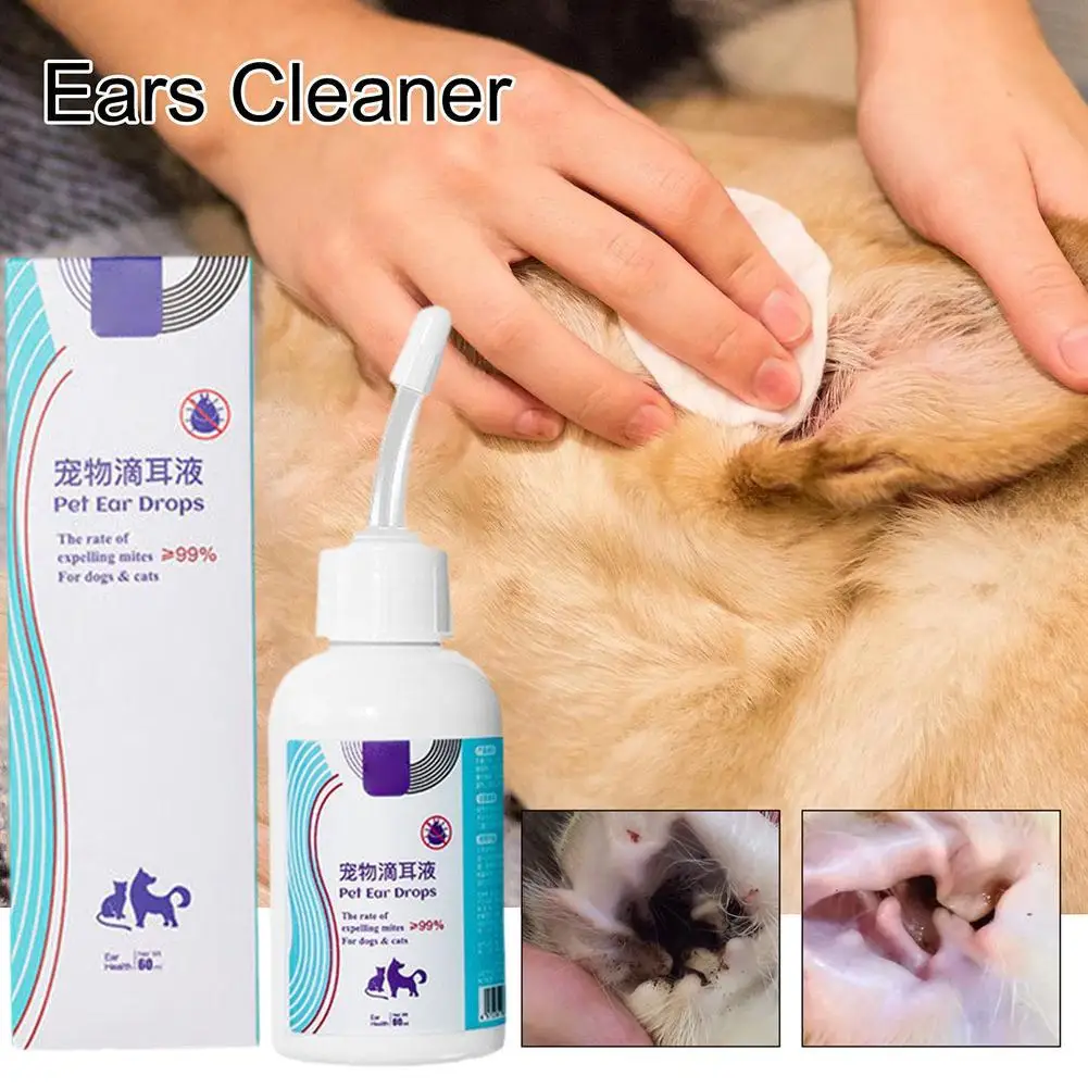 Ohrreiniger für Katzen und Hunde, Haustier-Ohrtropfen, Hefe, Milben, Infektionen, Kontrolle, Geruchsentfernung, lindert Juckreiz, entzündungshemmende Haustier-Ohrreiniger