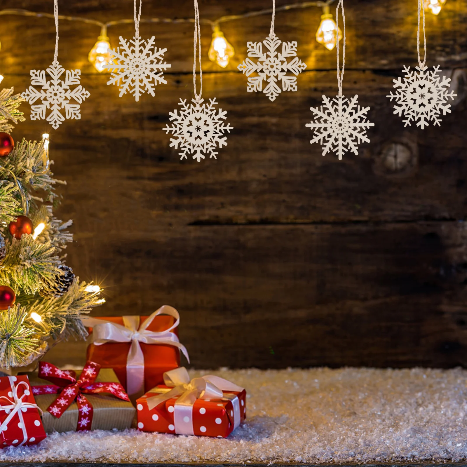 

30pcs Wooden Snowflake Ornaments Unfinished Natural Wood Cutouts For Diy Painting Rustic Christmas Decor Winter Wonderland Party