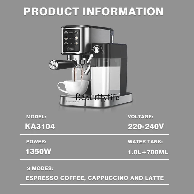 Automotive parts*Italian coffee machine semi-automatic small household milk foam office coffee machine KA3104