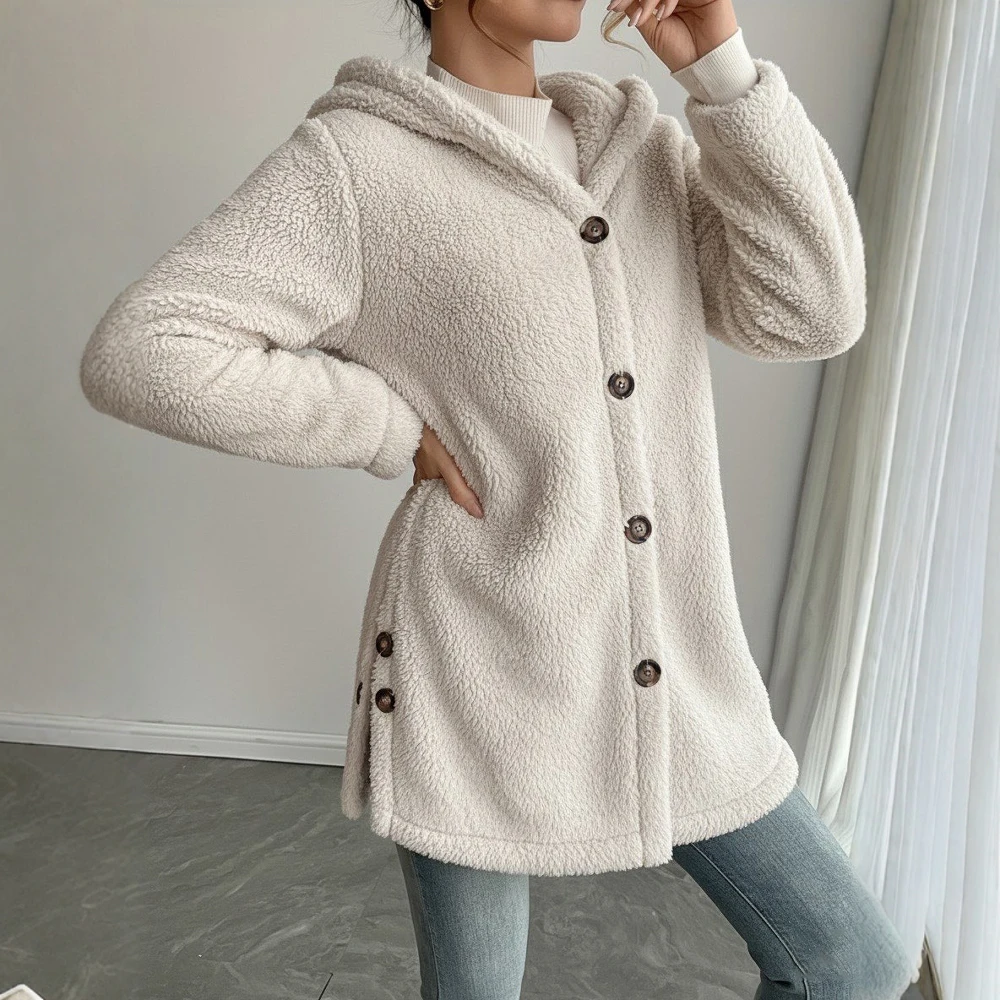 

Повседневное плюшевое пальто, весеннее платье, осенняя модная женская верхняя одежда, удобный мягкий материал, без украшения