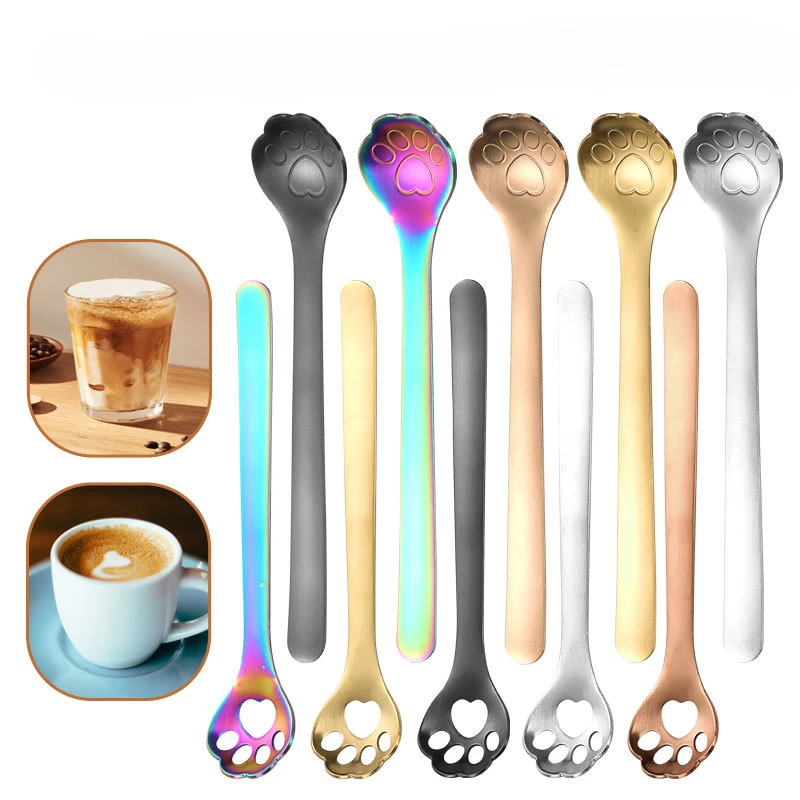 304 Stainless Steel High Appearance Level Cat Claw Ice Cream Small Spoon Cartoon Cat Dessert Spoon Cute Simple Dessert Spoon