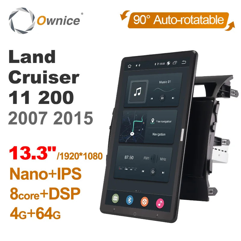 

13.3 Inch Ownice 1Din Android 12.0 Car Radio 360 for Toyota Land Cruiser 11 200 2007-2015 Auto Audio Player SPDIF 4G LTE NO DVD