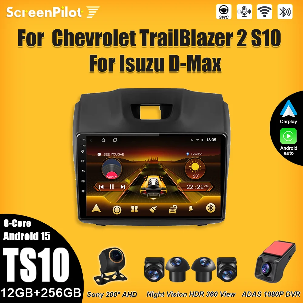 Radio para Auto 2 DIN con GPS, Navegación y Bluetooth para Chevrolet TrailBlazer 2 S10, Android 16, Holden Colorado, Isuzu D-Max DMAX