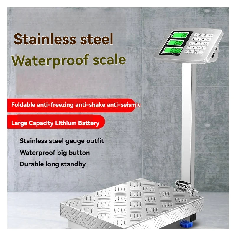 Коммерческие электронные весы из нержавеющей стали 200 кг, прецизионные складные водонепроницаемые весы 150 кг - сверхмощные кухонные весы для ванной комнаты