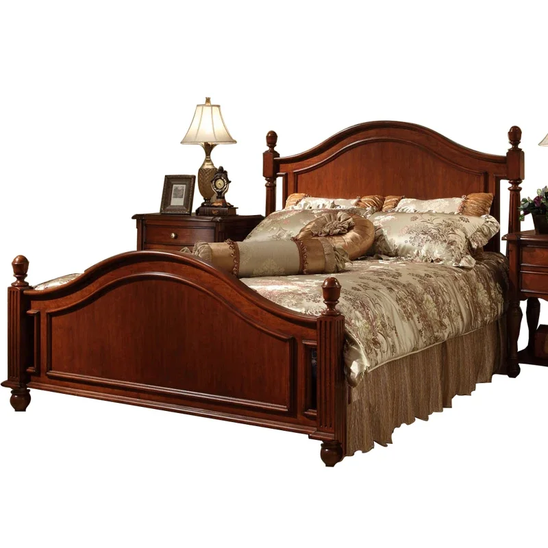 Jane American solid wood double bed 1.5/1 small apartment solid wood bed/1.2 meters retro